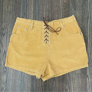 Somedays Lovin’ yellow corduroy tie front high waist shorts size 5 NWT